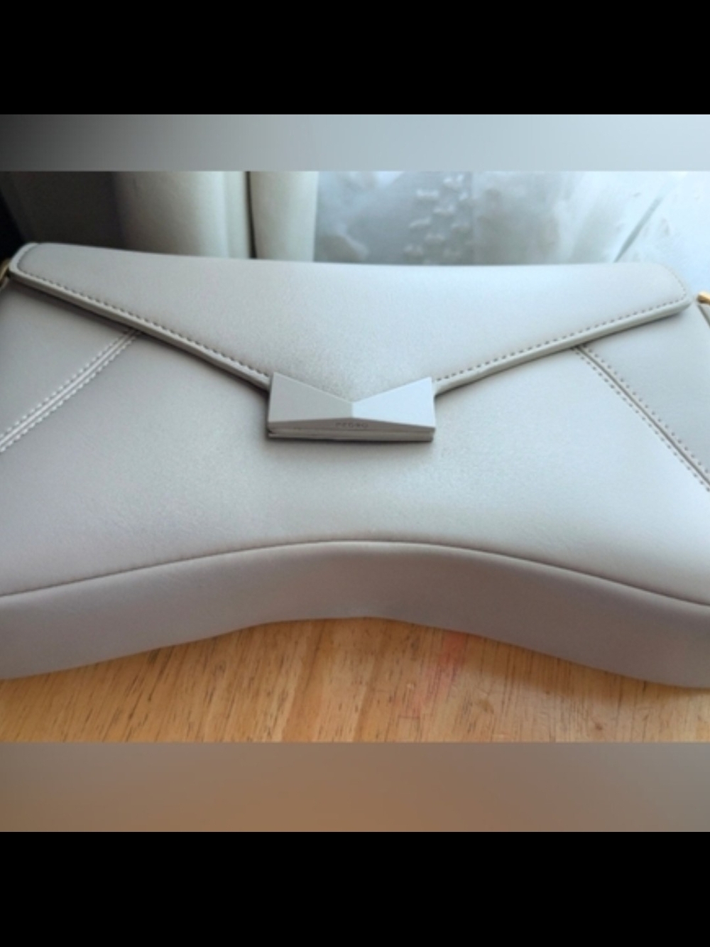 Marion Grey Leather Purse by Pedro Crossbody Taupe Shoulder Bag with Gold Chain